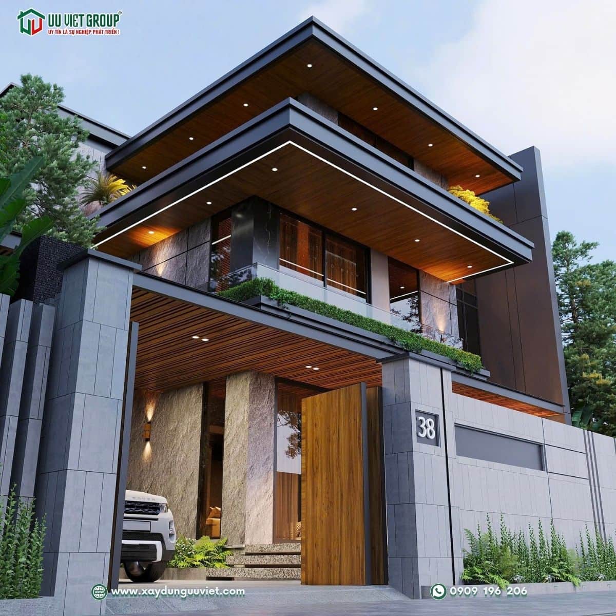 biệt thự mái nhật 3 tầng
