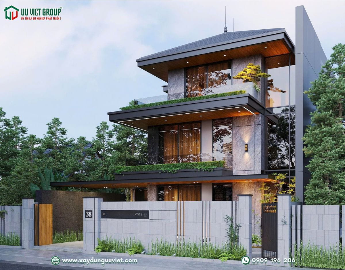 biệt thự mái nhật 3 tầng