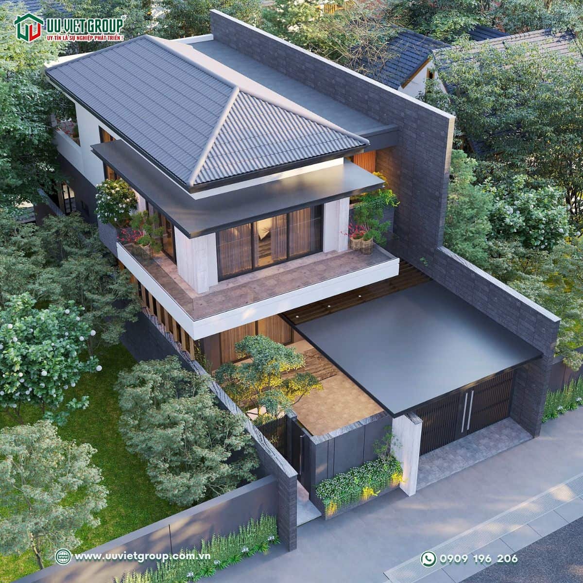 Biệt thự hiện đại mái nhật 